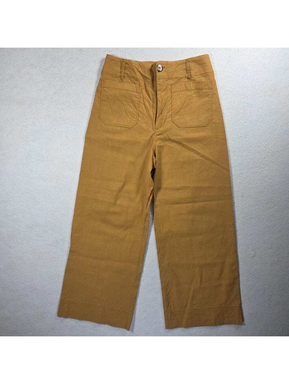 Anthropologie Maeve The Colette Knit Crop Wide Leg Pants Beige Size 29 Fast Ship